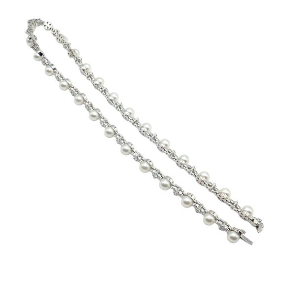 Authentic! Tiffany & Co Platinum Diamond 6.5mm Pearl Necklace - Picture 10 of 13